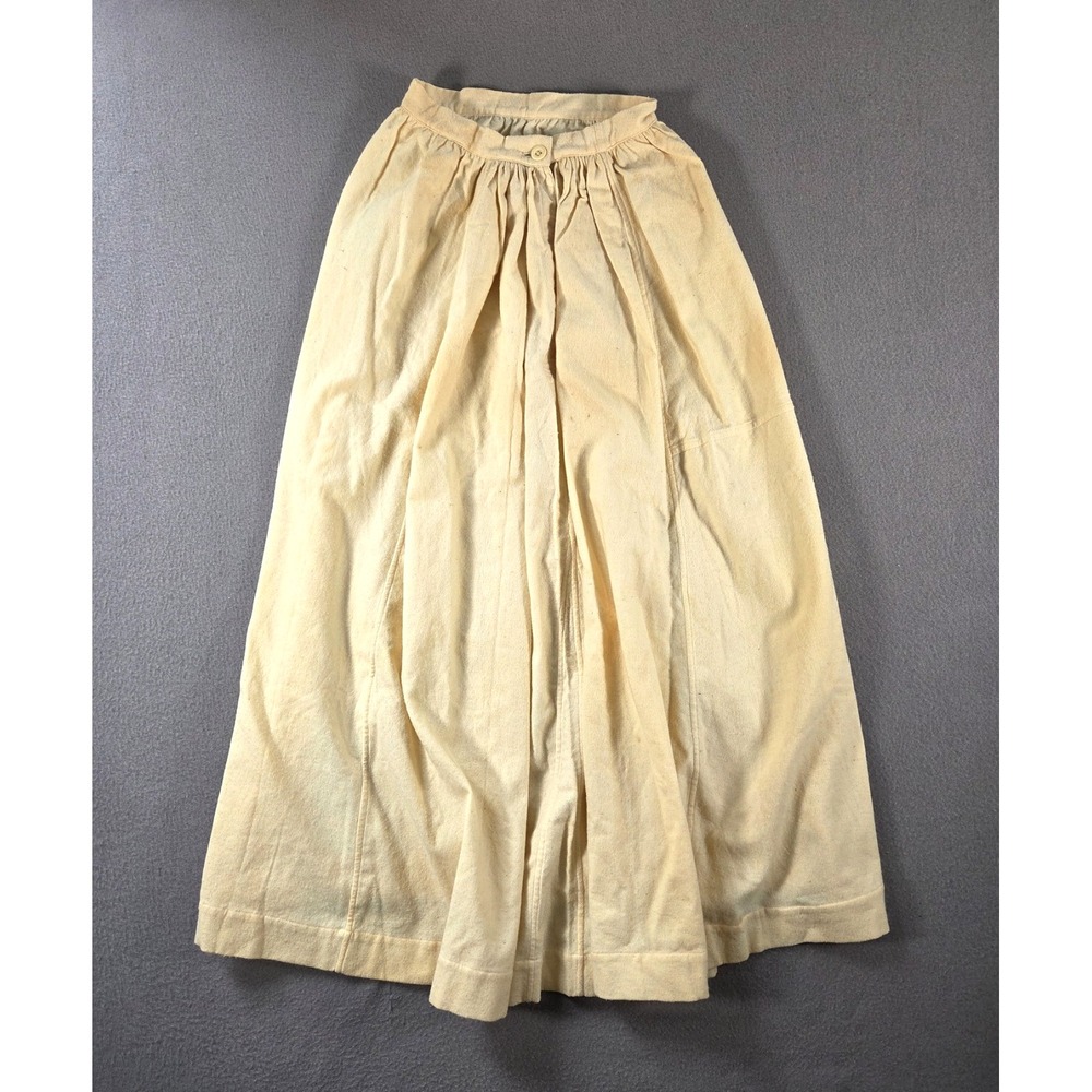 Vintage Wool Skirt Womens Small Ivory Pleated Maxi Flare High Waist A Line 70s